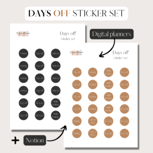 Days Off | Digital Stickers Set | Digital Planning + Notion | Black & Gold Cover