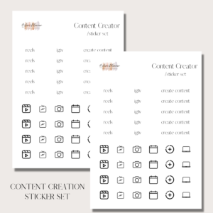 Content Creator | Digital Stickers Set | Digital Planning + Notion | Black