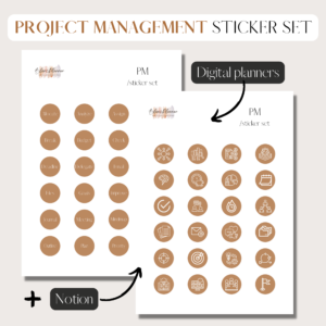 Project Management | Digital Stickers Set | Digital Planning + Notion | Gold Cover