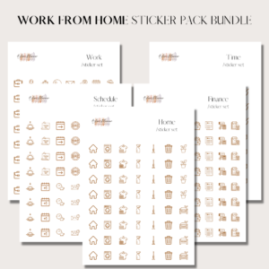 Work from Home Pack | Digital Stickers Set Bundle | Digital Planning + Notion | Gold