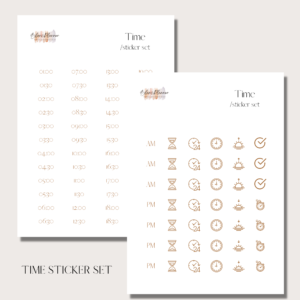Time | Digital Stickers Set | Digital Planning + Notion | Gold
