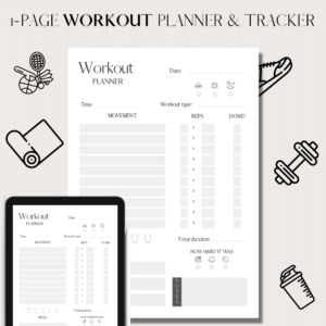 1 page workout planner A4 and A5 1
