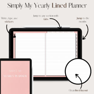 Simply My Yearly Planner | Lined pages | Blush pink