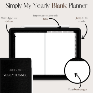 Simply My Yearly Planner | Blank pages | Black lather