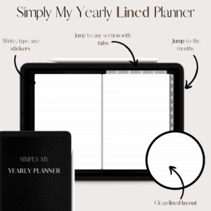 Simply My Yearly Planner | Lined pages | Black leather