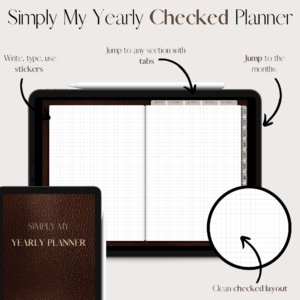 Simply My Yearly Planner | Checked pages | Dark brown