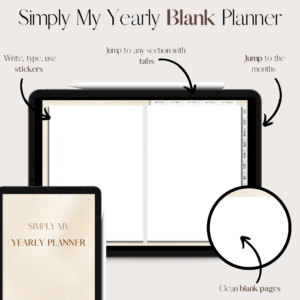 Simply My Yearly Planner | Blank pages | Golden white