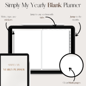 Simply My Yearly Planner | Blank pages | White leather | Small grain