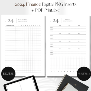 2024 Finance Planner & Tracker | PNG Digital + PDF Printable Planner Insert | Set 1
