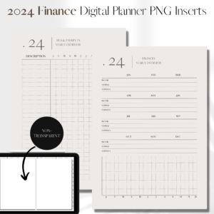 2024 Finance Planner & Tracker | Digital Planner PNG Inserts | Beige Non-Transparent 1