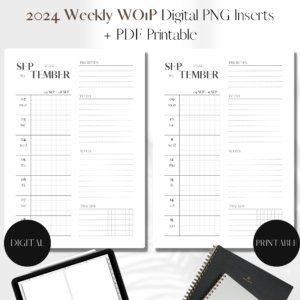 2024 Horizontal Agenda Week On 1 Page | PNG Digital + PDF Printable Planner Insert | Set 1