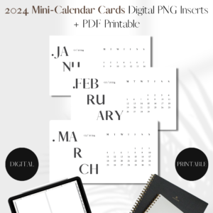 2024 Mini-Calendar Cards BOLD Style | PNG Digital + PDF Printable Planner Insert | Set 1