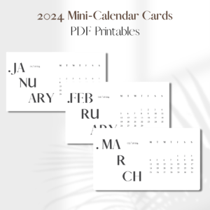 2024 Mini-Calendar Cards BOLD Style | PDF Printable Planner Insert | A5 1