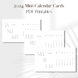 2024 Mini-Calendar Cards THIN Style | PDF Printable Planner Insert | A5 1