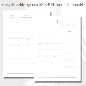 2024 Month on 2 pages DATED | PDF Printable Planner Insert | A5 1