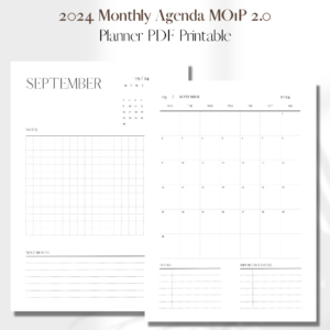 2024 Month on 2 pages DATED V2 | PDF Printable Planner Insert | A5 1