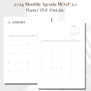 2024 Month On 2 Pages DATED | PDF Printable Planner Insert | A5 1