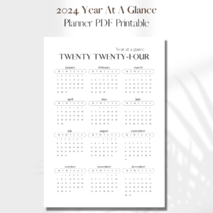 2024 Year At A Glance V2 | PDF Printable Planner Insert | A5 1
