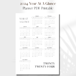 2024 Year At A Glance V1 | PDF Printable Planner Insert | A5 1