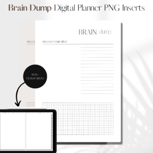 Brain Dump | Digital Planner PNG Inserts | White Non-Transparent