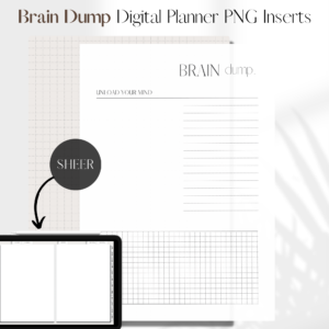 Brain Dump | Digital Planner PNG Inserts | White Sheer 1