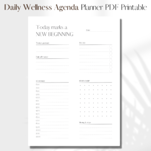 Daily Wellness Agenda UNDATED | PDF Printable Planner Insert | A5 1