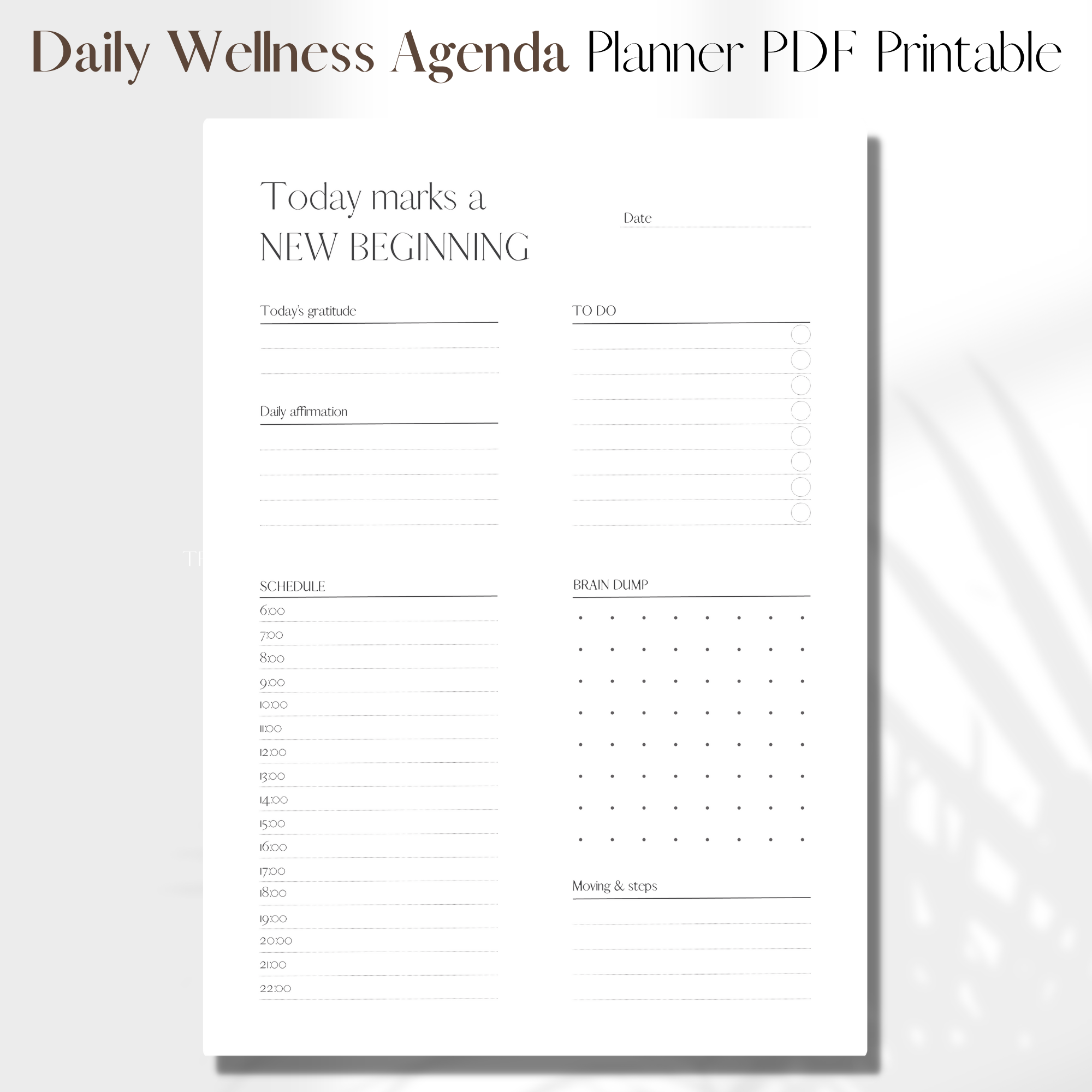 Daily Wellness Agenda UNDATED | PDF Printable Planner Insert | A5 ...