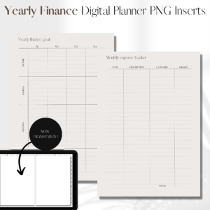 Finance Planner Undated | Digital Planner PNG Inserts | Beige Non-Transparent 1