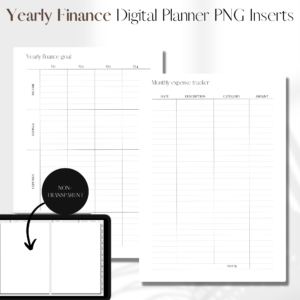 Finance Planner Undated | Digital Planner PNG Inserts | White Non-Transparent 1