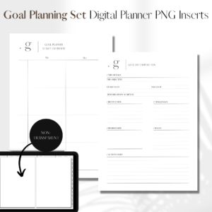 Goal Planner UNDATED | Digital Planner PNG Inserts | White Non-Transparent 1