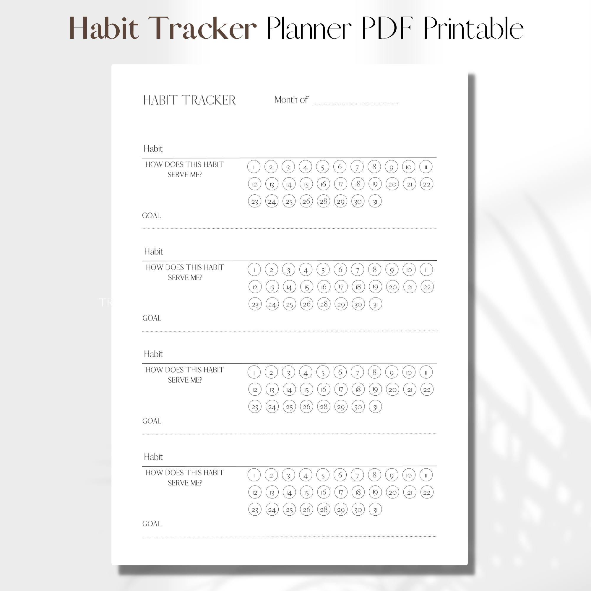 Habit Tracker UNDATED | PDF Printable Planner Insert | A5 - BlancPlanner