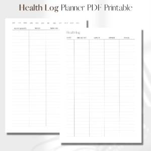Health Log UNDATED | PDF Printable Planner Insert | A5 1