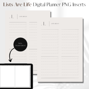 List UNDATED | Digital Planner PNG Inserts | Beige Non-Transparent 1