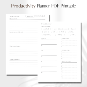 Productivity planner UNDATED | PDF Printable Planner Insert | A5 1