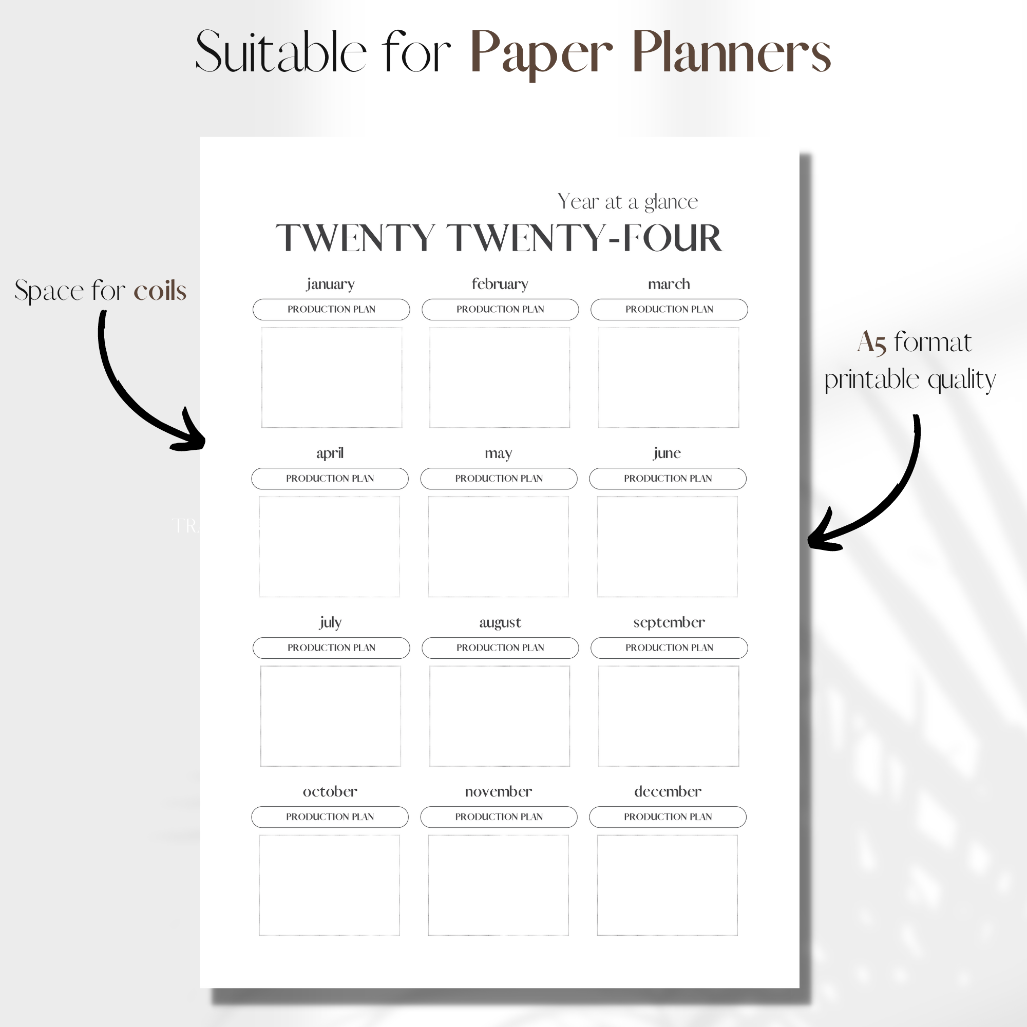 2024-2025 Year At A Glance Production Planner | PDF Printable Planner ...