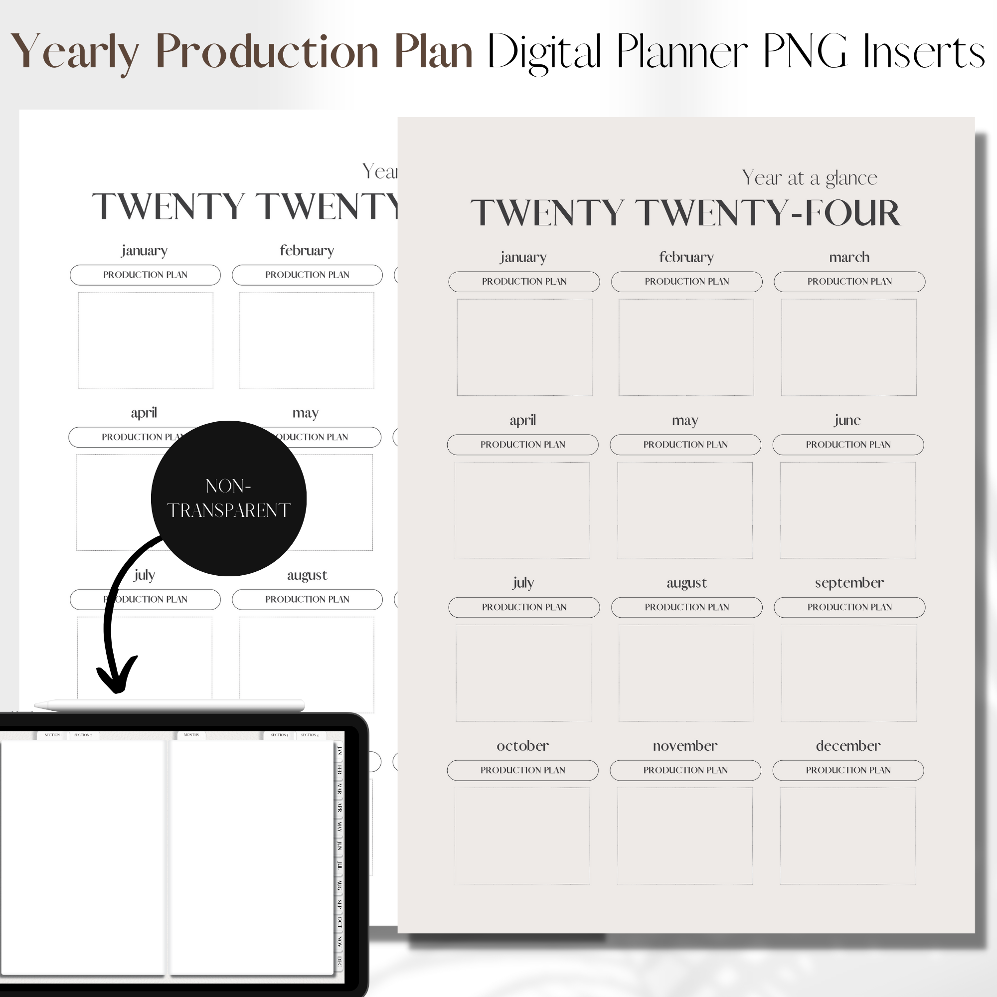 2024-2025 Year At A Glance Production Planner | Digital Planner PNG ...