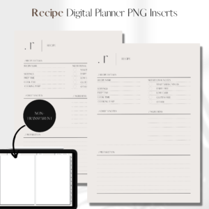 Recipe | Digital Planner PNG Inserts | Beige Non-Transparent 1
