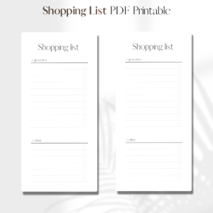 Shopping list | PDF Printable Planner Insert | A5 1