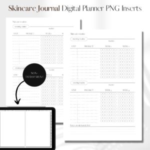 Skincare Journal UNDATED | Digital Planner PNG Inserts | White Non-Transparent 1