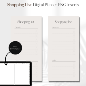 Shopping list | Digital Planner PNG Inserts | Beige Non-Transparent 1