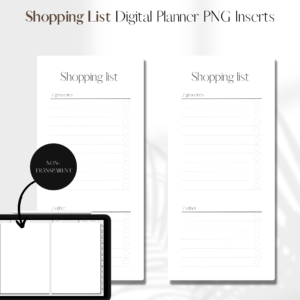 Shopping list | Digital Planner PNG Inserts | White Non-Transparent 1