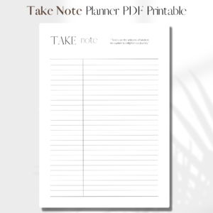 Take Note | PDF Printable Planner Insert | A5 1