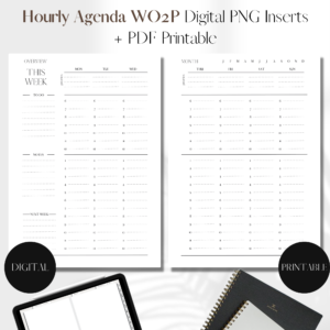 Weekly Agenda - Vertical Hourly UNDATED | PNG Digital + PDF Printable Planner Insert | Set 1
