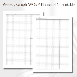 Weekly Agenda - Weekly Graph on 2 Pages with Split Weekend | PDF Printable Planner Insert | A5 1