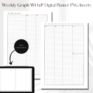 Weekly Agenda - Weekly Graph on 2 Pages with Split Weekend | Digital Planner PNG Inserts | White Non-Transparent 1