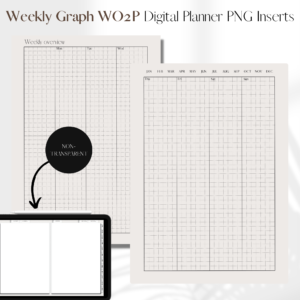 Weekly Agenda - Weekly Graph on 2 Pages with Even Days | Digital Planner PNG Inserts | Beige Non-Transparent 1