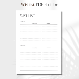 Wishlist UNDATED | PDF Printable Planner Insert | A5 1