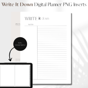 Write It Down | Digital Planner PNG Inserts | White Non-Transparent 1