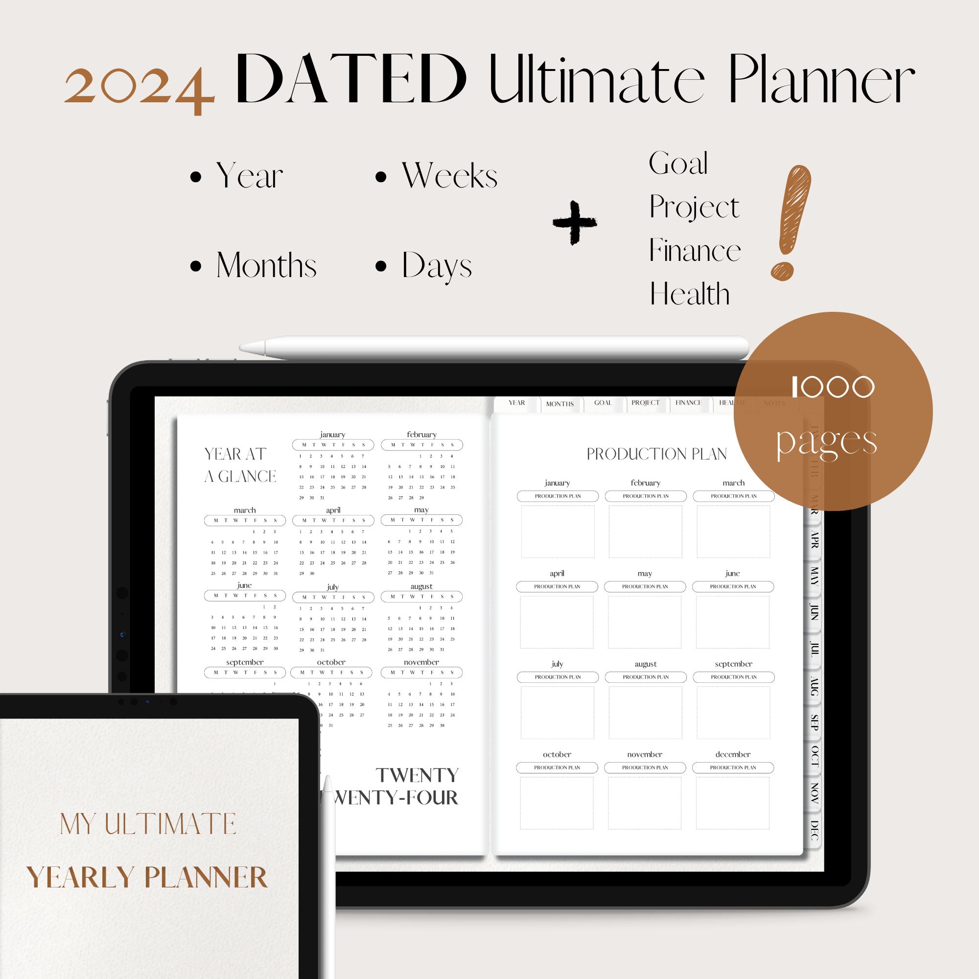 2024 DATED Ultimate Yearly Planner Digital Planning 1000 Pages   2024 Dated Ultimate Planner Cover Image 1 