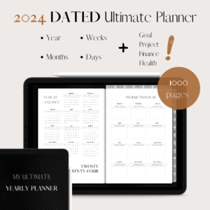 2024 DATED Ultimate Yearly Planner | Digital planning | 1000 pages | Black leather